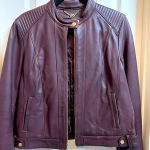 Women’s Coke Haan leather jacket. Burgundy